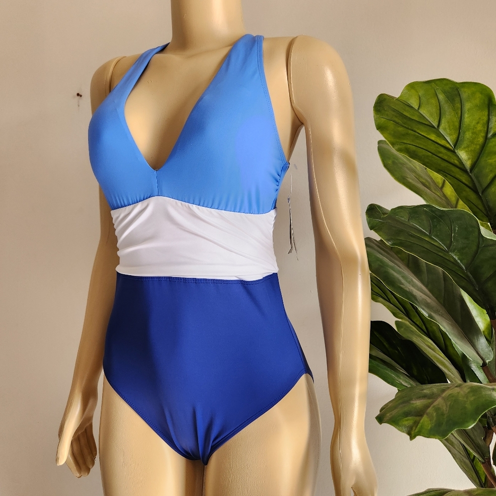 Ralph Lauren Blue and White One-Piece Swimsuit - Picture 3 of 13